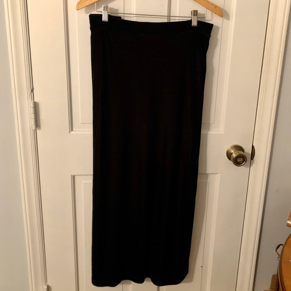 Size 30/32 Long Black Velvet Skirt with Side Slit
